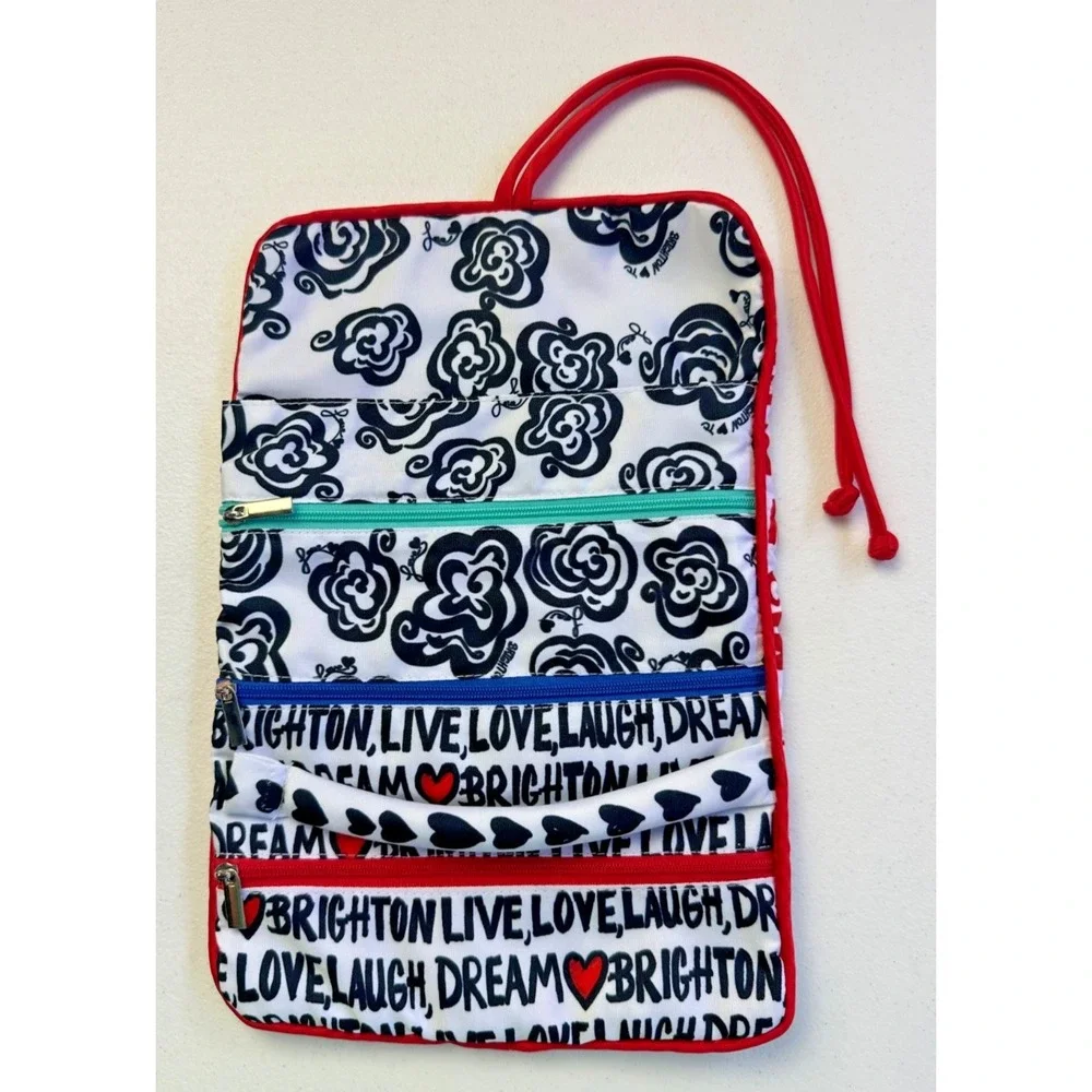 Brighton Jewelry Travel Case Roll Up Dove Love Organizer Pouch Colorful Pockets